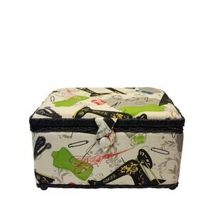 Singer Vintage Style Sewing Basket Craft Storage Box with Tomato Pincushions New